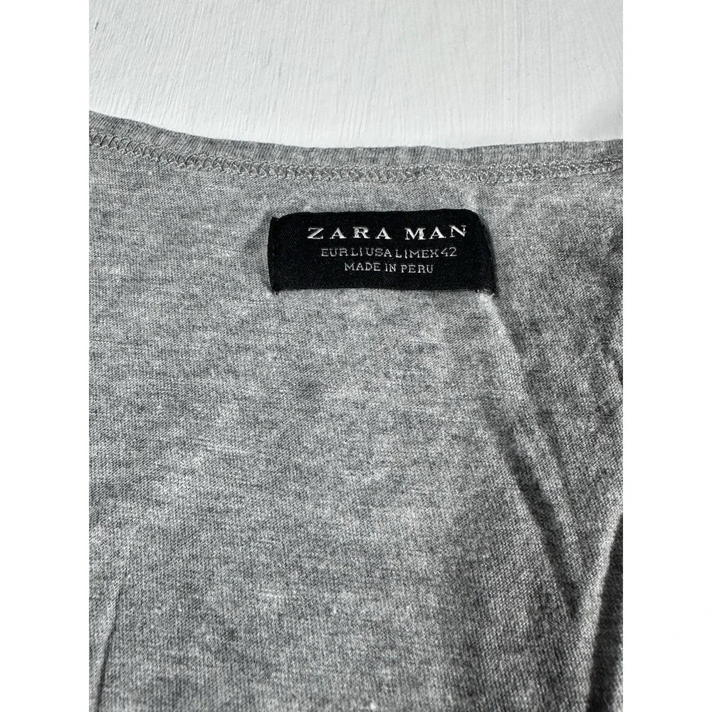 ZARA MAN Gray Graphic Tank Top L Cityscape Print Sleeveless Streetwear - Picture 3 of 6